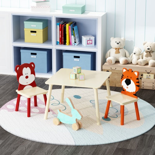 Premium Solid Wood Children's Learning Table & 2 Chair Set