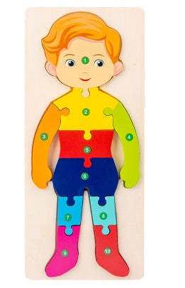 Color Coded Wooden Animal Number Puzzle
