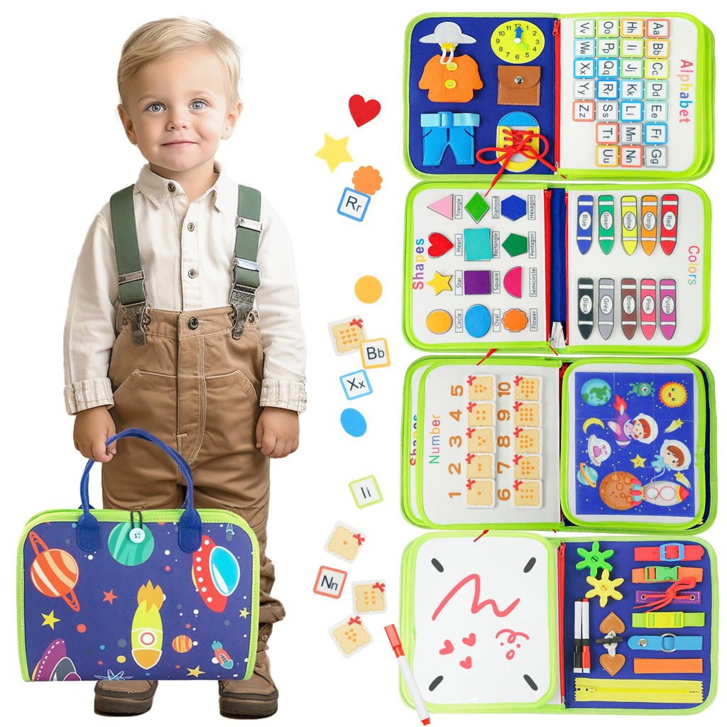 The Helpful Hubs 8-in-1 Montessori Toddler Sensory Busy Board Travel Bag