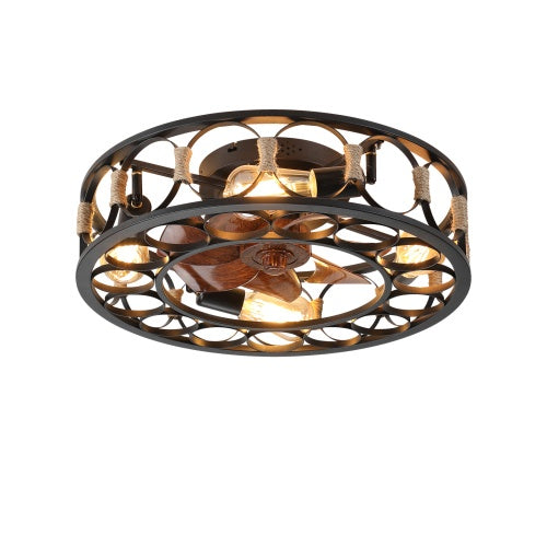 Professional Modern Caged Ceiling Fan with 6-Speed Remote & LED Light Suite