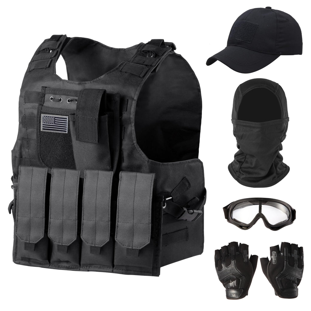 Complete Tactical Airsoft & Paintball Vest Bundle (Black)
