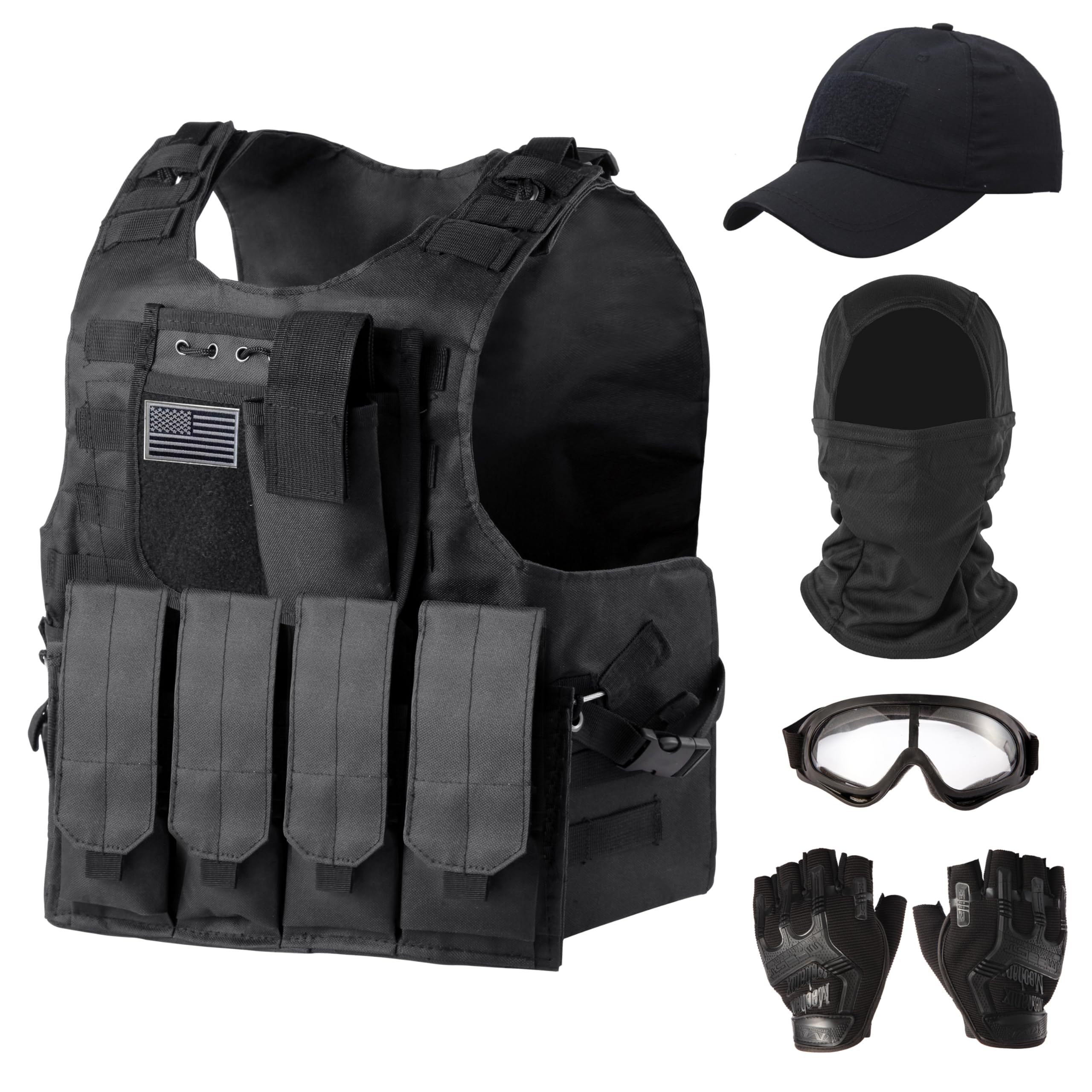 Complete Tactical Airsoft & Paintball Vest Bundle (Black)