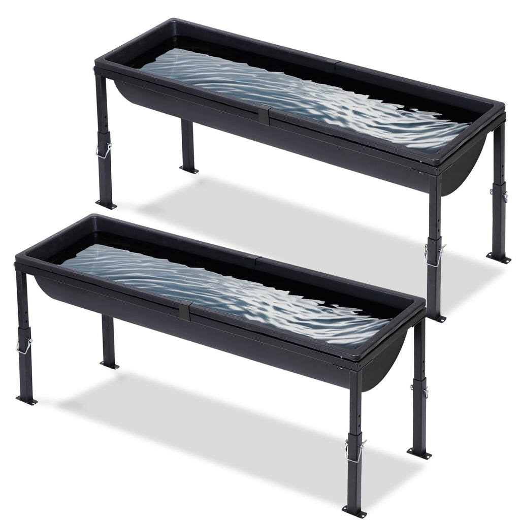 2-Pack Heavy-Duty 39" Livestock Feeding & Water Troughs with Adjustable Stands