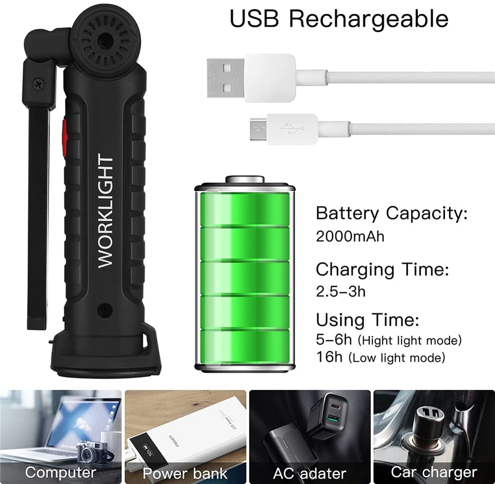 Professional Magnetic 360° Rechargeable LED COB Work Light Suite