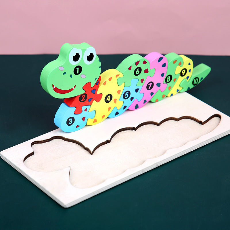 Color Coded Wooden Animal Number Puzzle