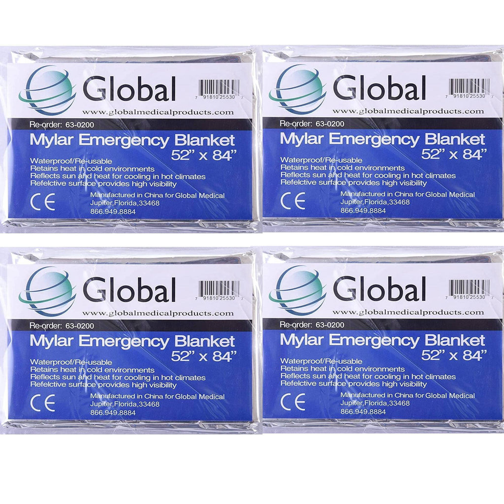 Professional Mylar Survival Blankets 4-Pack & Weatherproof Thermal Suite