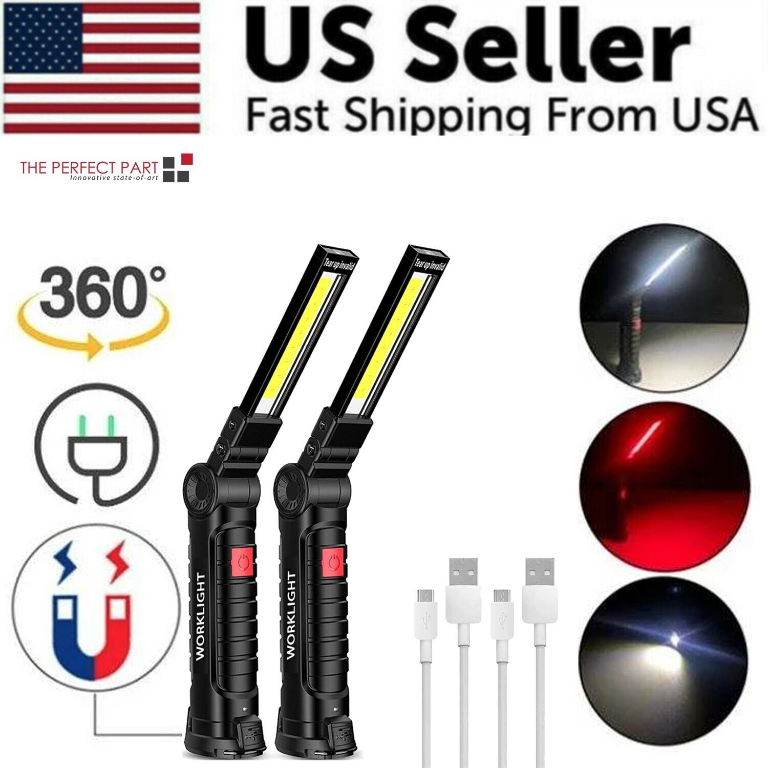 Professional Magnetic 360° Rechargeable LED COB Work Light Suite