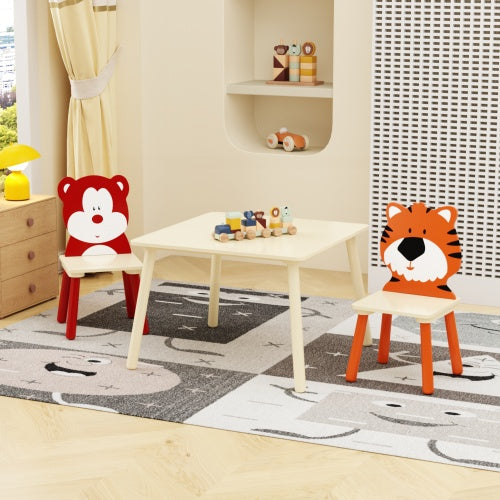 Premium Solid Wood Children's Learning Table & 2 Chair Set