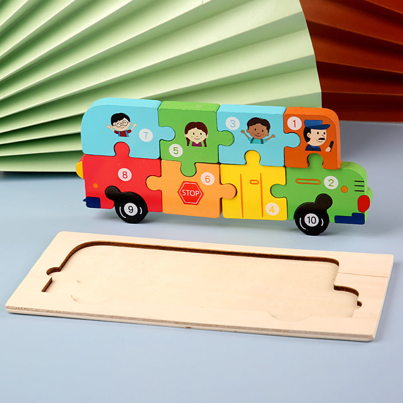 Color Coded Wooden Animal Number Puzzle