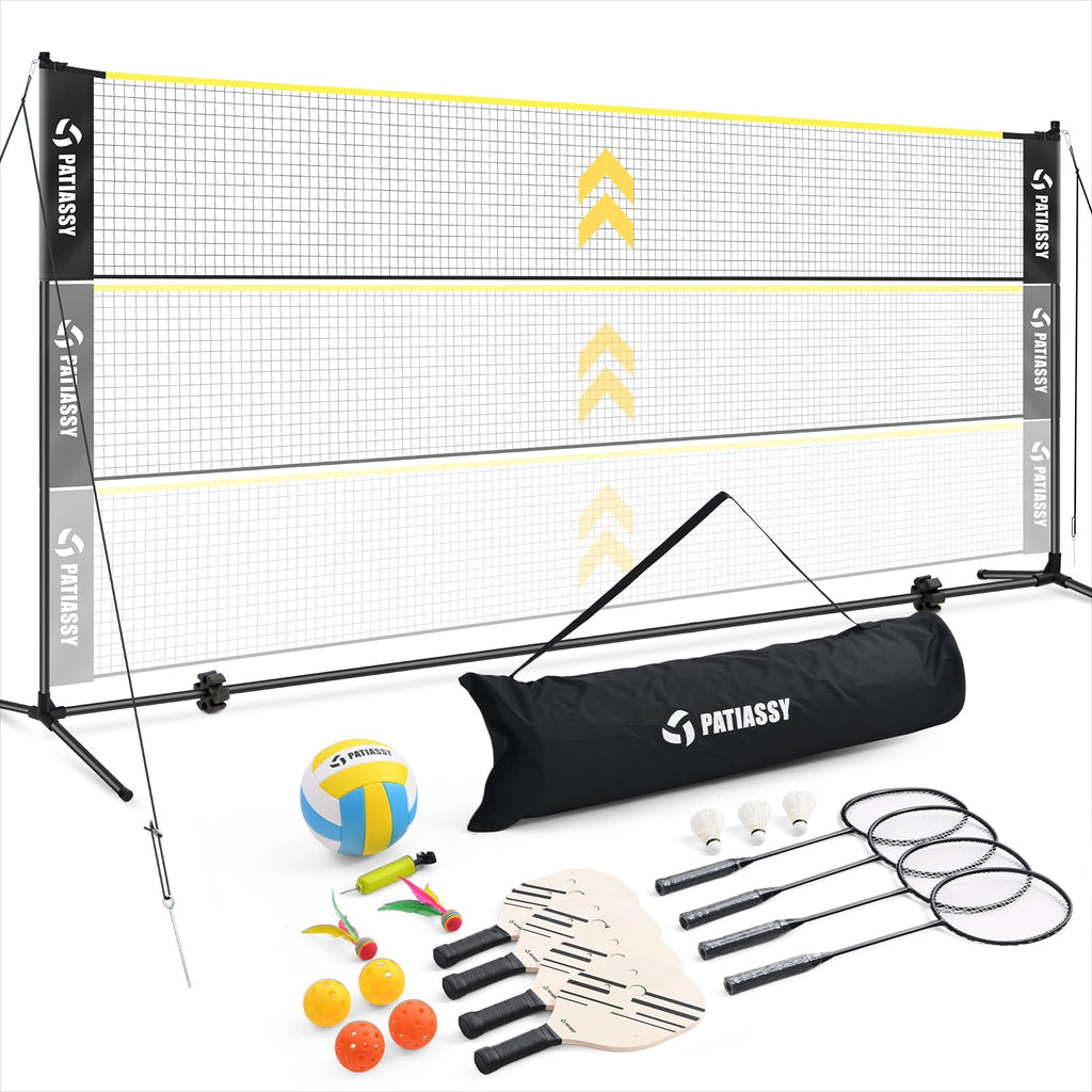Patiassy Professional 17ft Multi-Sport Adjustable Net & Equipment Suite