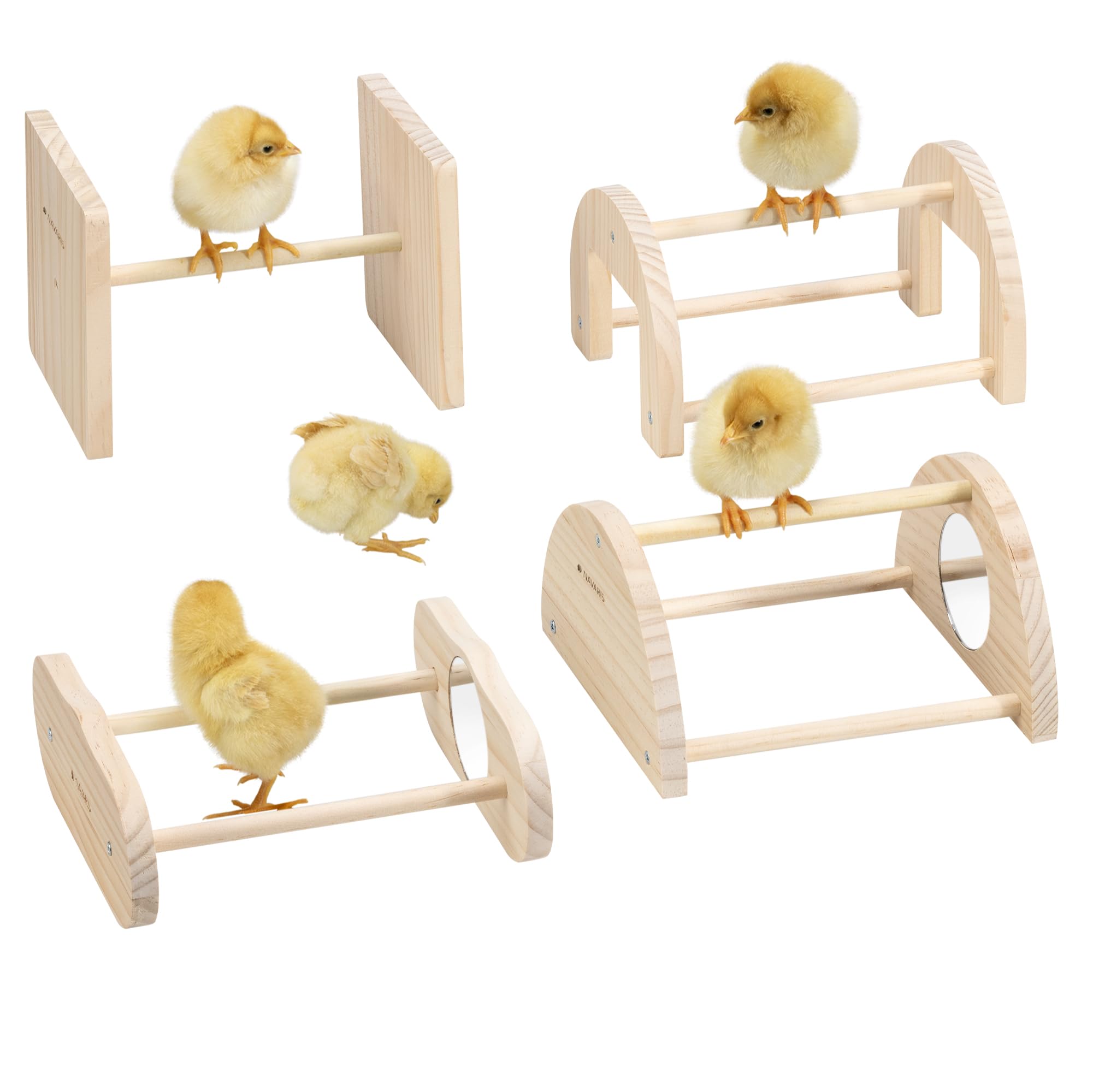Navaris 4-Piece Wooden Chick Training Perch Set