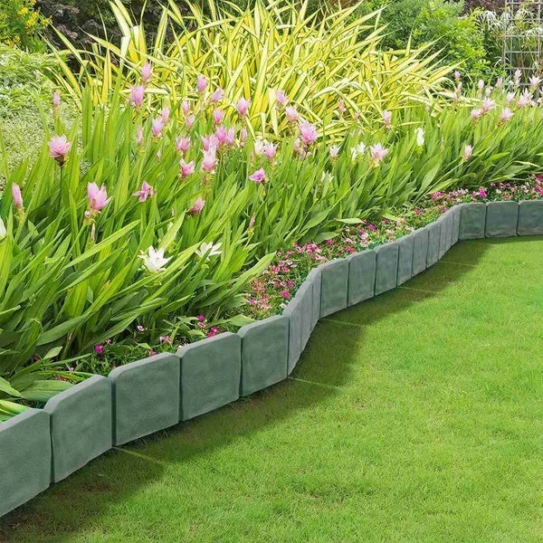 Professional 20-Piece Pebble Effect Plastic Garden Lawn Edge Suite