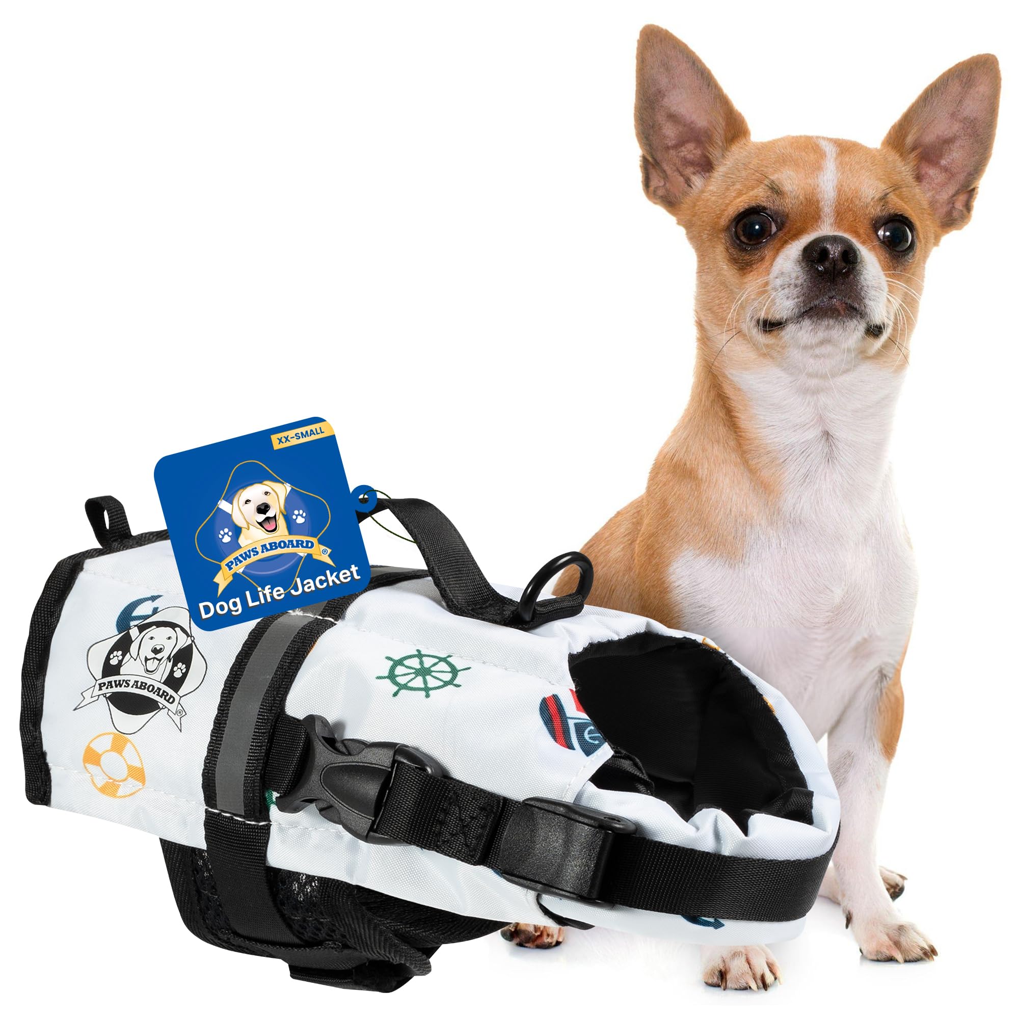 Paws Aboard XX-Small Designer Dog Life Jacket (Nautical Print)
