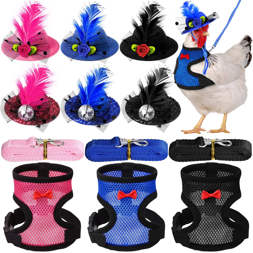 9-Piece Adjustable Chicken Harness, Leash, and Hat Set