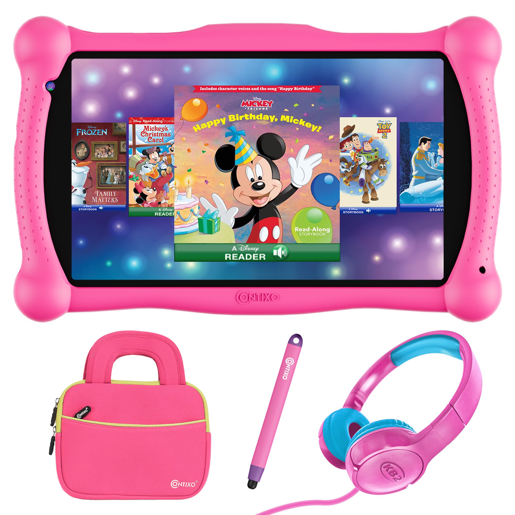 Premium 7" Kids Learning Tablet Bundle with Disney E-Books (Pink)