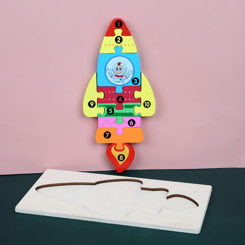 Color Coded Wooden Animal Number Puzzle