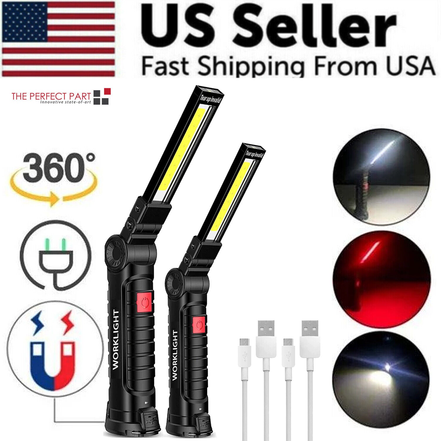 Professional Magnetic 360° Rechargeable LED COB Work Light Suite