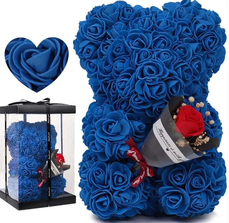 Legacy Love Professional Preserved Fresh Flower Rose Bear & Birthday Suite