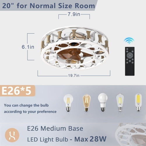 Professional Modern Caged Ceiling Fan with 6-Speed Remote & LED Light Suite