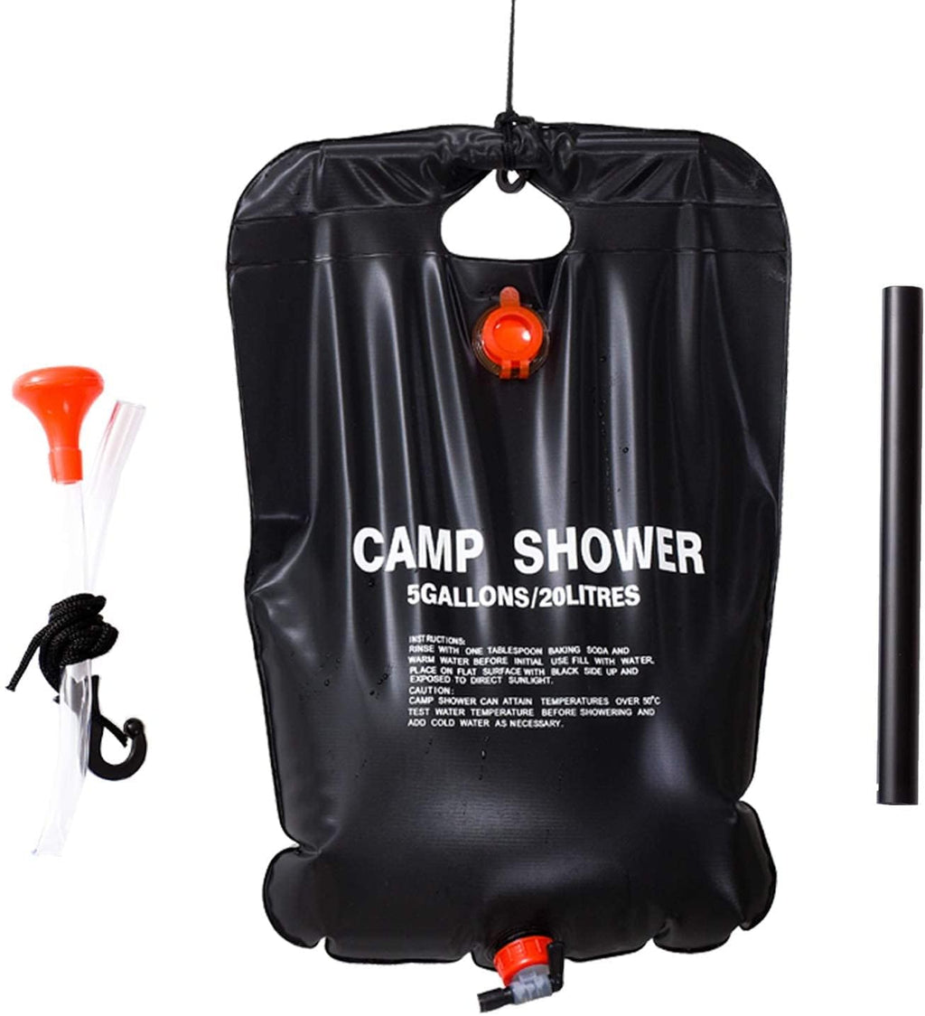 5-Gallon Portable Solar Camping Shower Bag with On/Off Nozzle