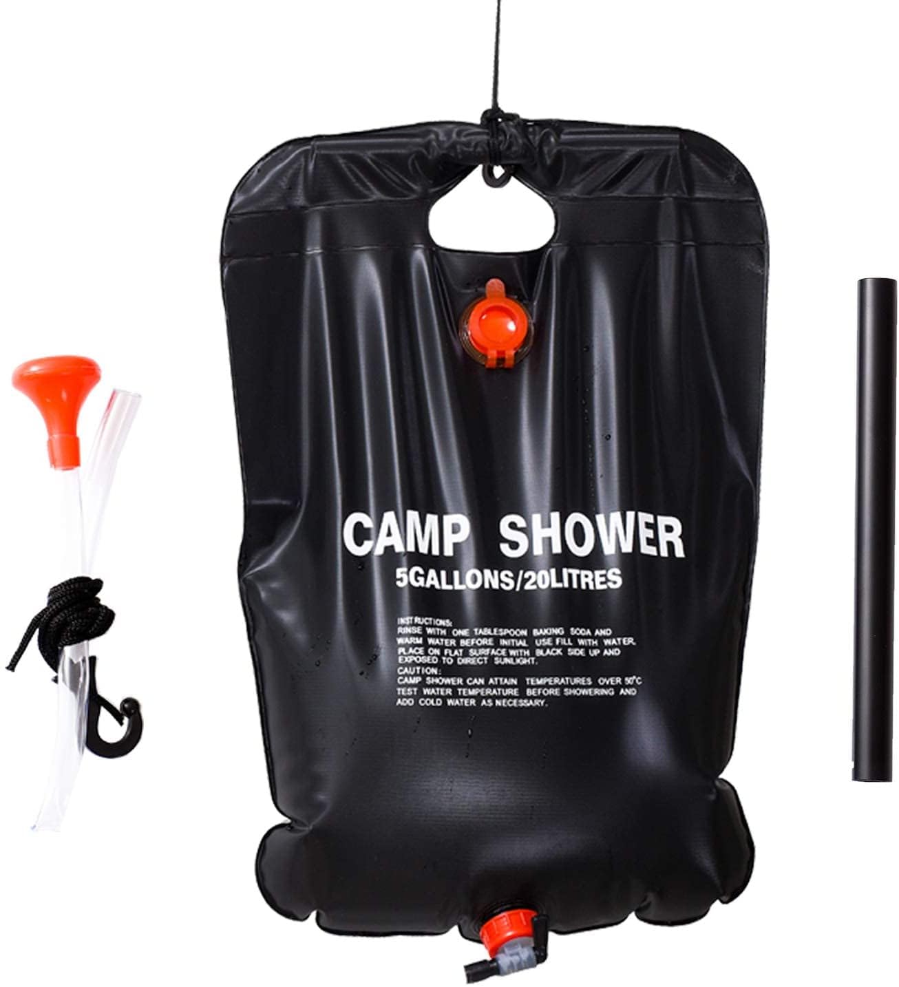 5-Gallon Portable Solar Camping Shower Bag with On/Off Nozzle