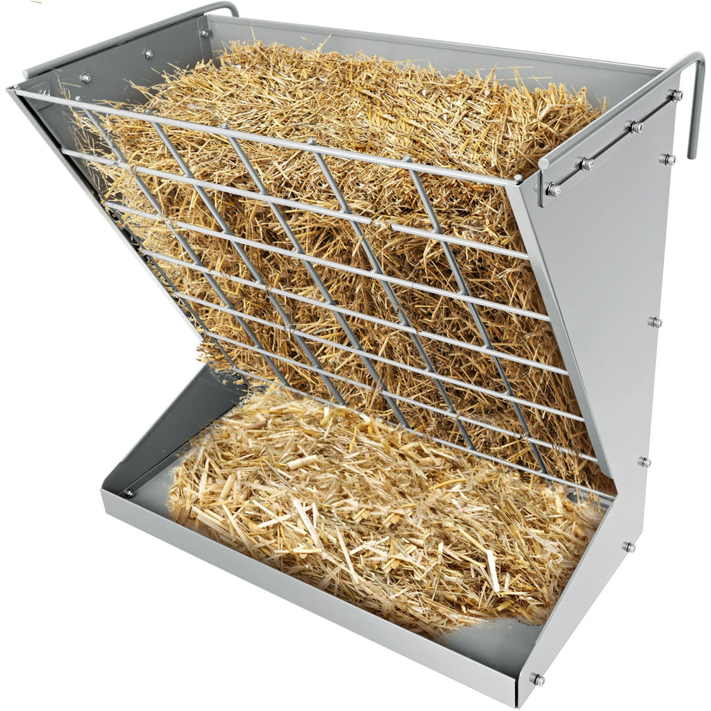 YXJSTO Heavy-Duty 2-in-1 Galvanized Wall-Mount Hay & Grain Feeder