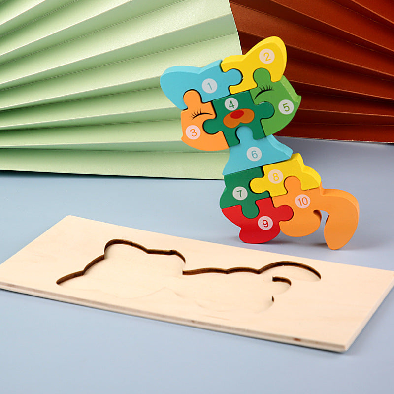 Color Coded Wooden Animal Number Puzzle