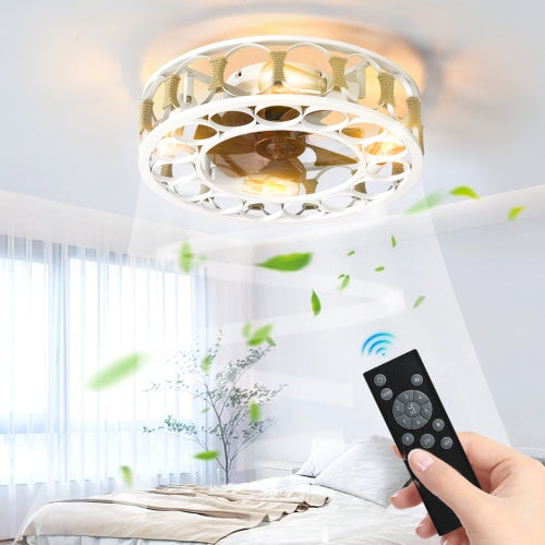 Professional Modern Caged Ceiling Fan with 6-Speed Remote & LED Light Suite