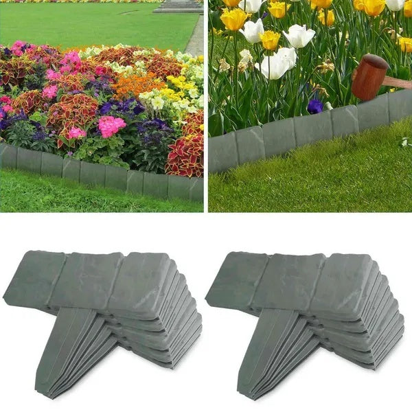 Professional 20-Piece Pebble Effect Plastic Garden Lawn Edge Suite