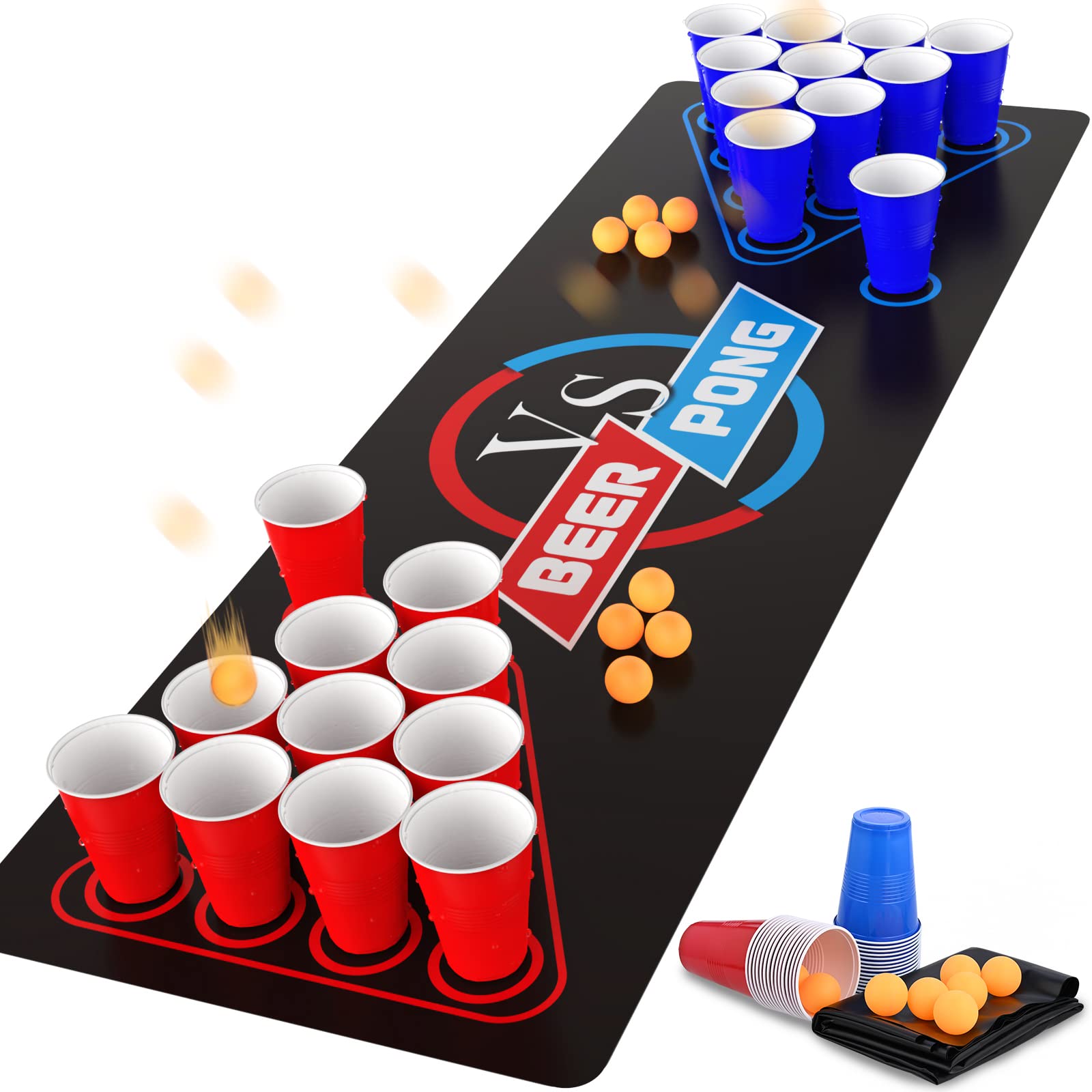 GOLDGE Waterproof Beer Pong Table Mat & Complete Party Kit