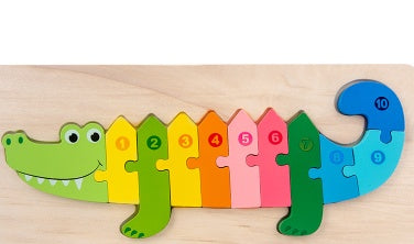 Color Coded Wooden Animal Number Puzzle
