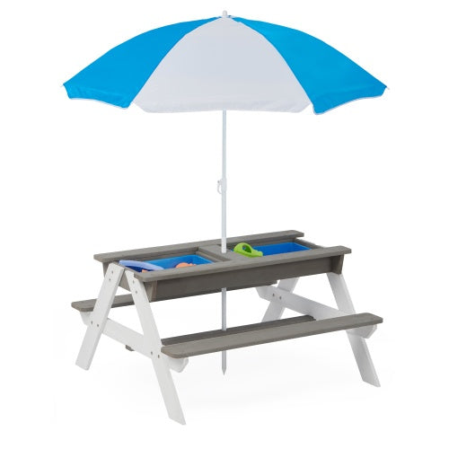 3-in-1 'Discovery' Wooden Picnic Table with Umbrella & Sensory Bins