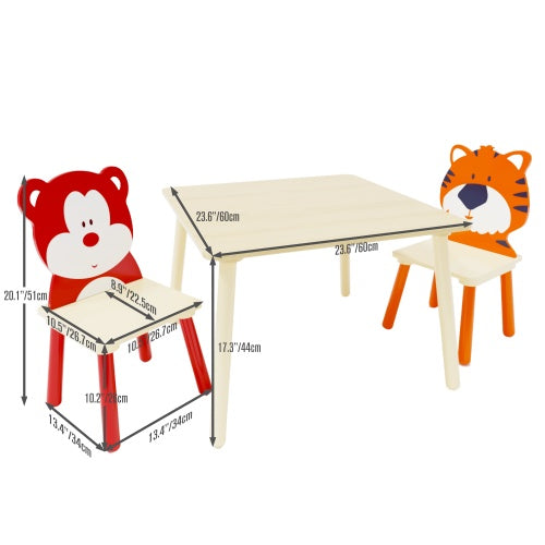 Premium Solid Wood Children's Learning Table & 2 Chair Set