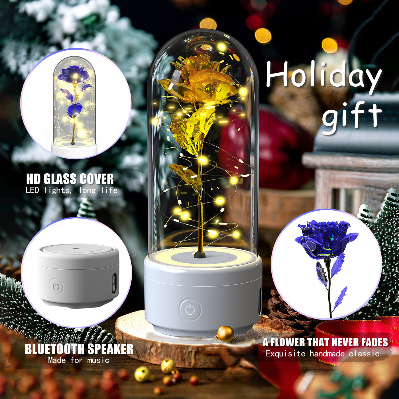 2-in-1 Legacy Love Bluetooth Speaker & LED Forever Rose Suite