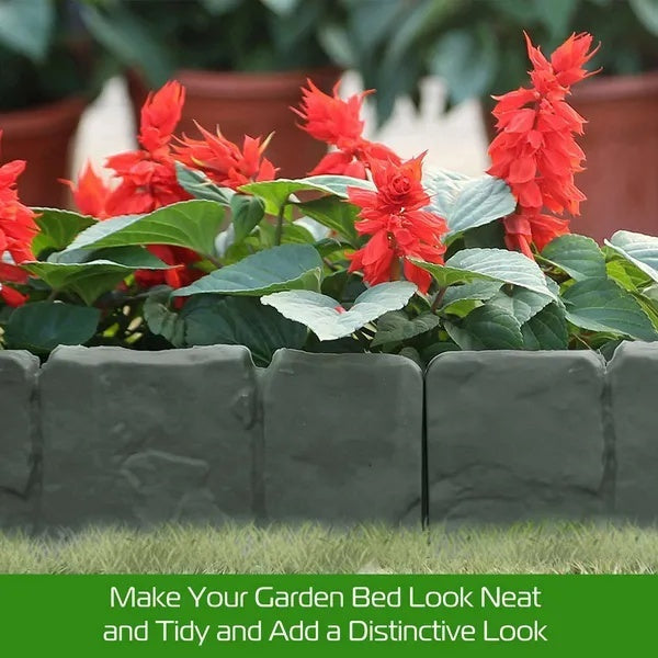 Professional 20-Piece Pebble Effect Plastic Garden Lawn Edge Suite