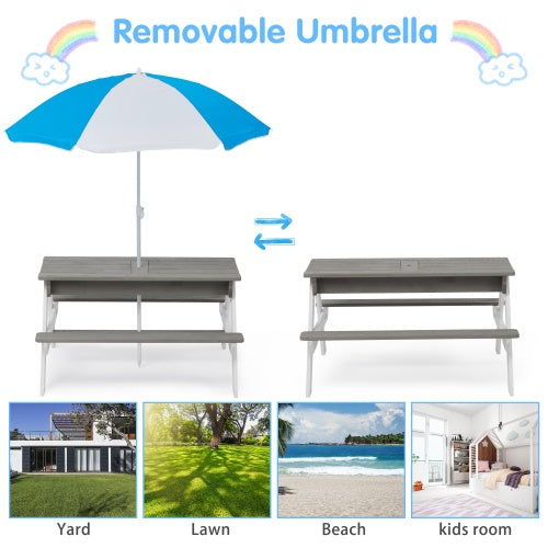 3-in-1 'Discovery' Wooden Picnic Table with Umbrella & Sensory Bins