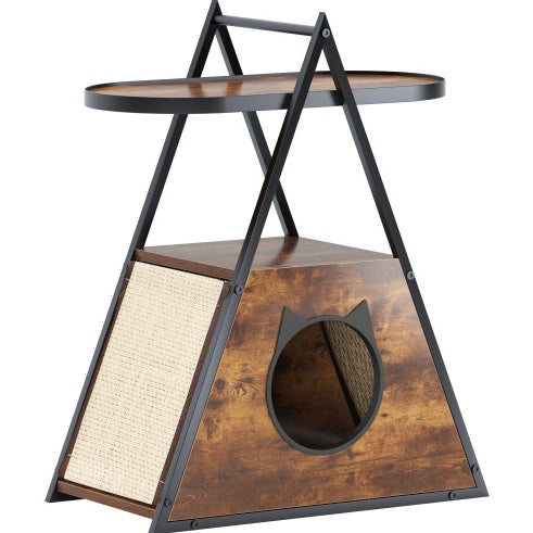 Wood Cat Condo & Vintage End Table Pet Furniture