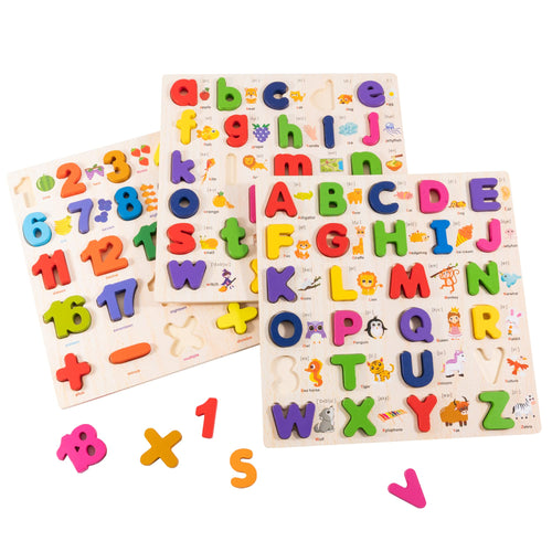 3-in-1 Master Literacy & Number Wooden Puzzle Set