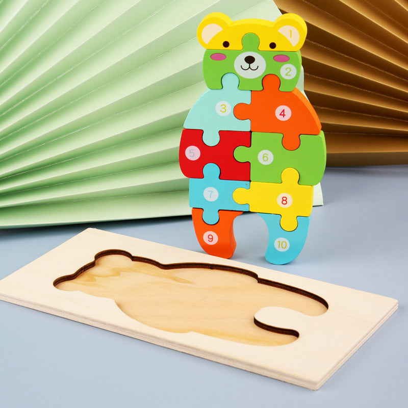 Color Coded Wooden Animal Number Puzzle