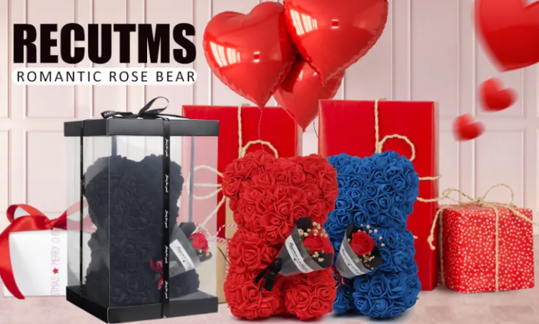 Legacy Love Professional Preserved Fresh Flower Rose Bear & Birthday Suite