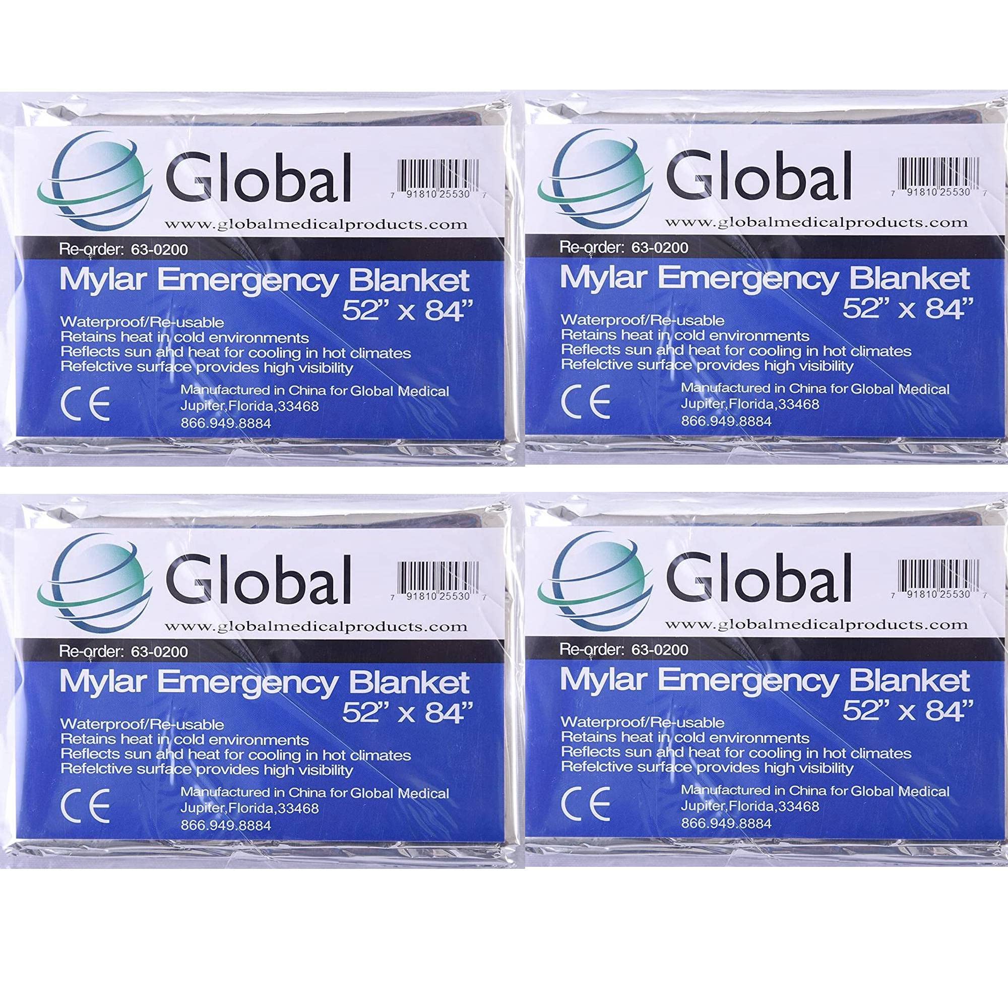 Professional Mylar Survival Blankets 4-Pack & Weatherproof Thermal Suite