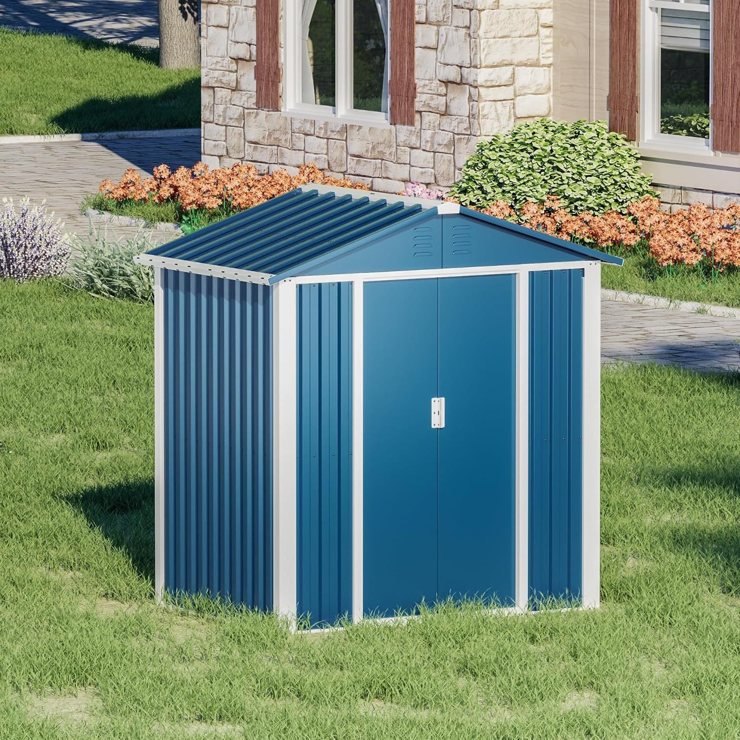 Professional 5.3ft x 4ft Double-Sloping Roof Metal Utility Storage Suite
