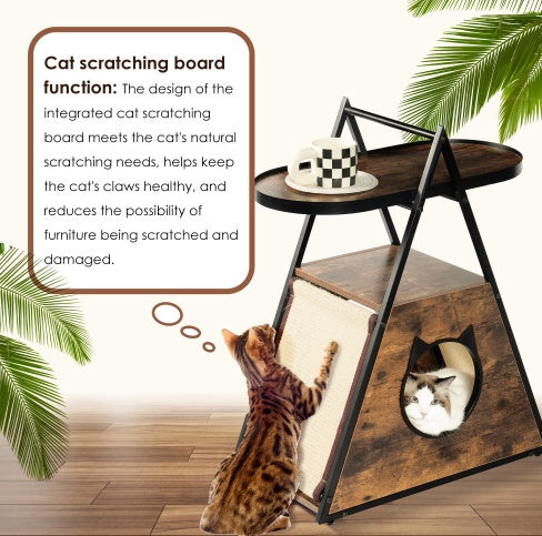 Wood Cat Condo & Vintage End Table Pet Furniture