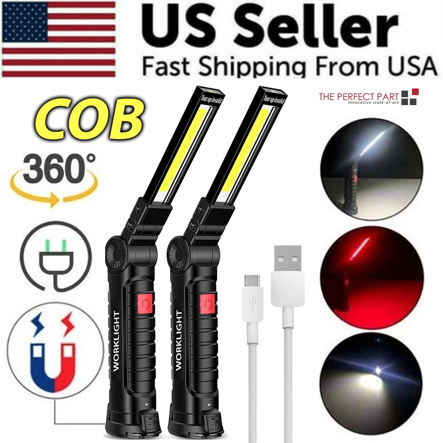 Professional Magnetic 360° Rechargeable LED COB Work Light Suite