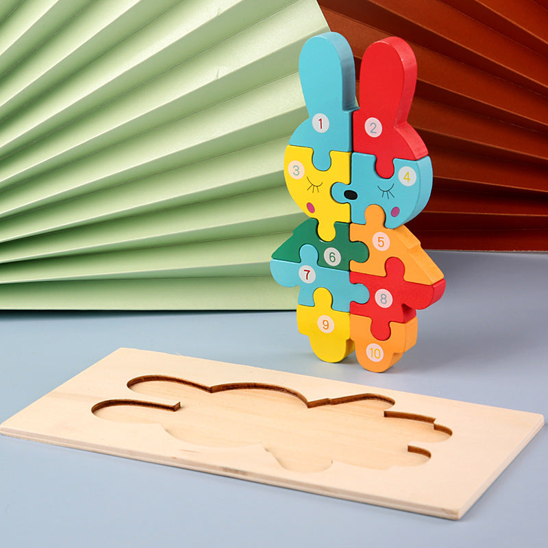 Color Coded Wooden Animal Number Puzzle