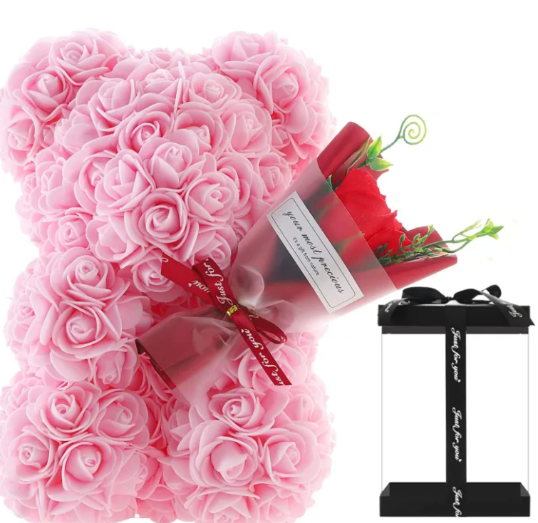 Legacy Love Professional Preserved Fresh Flower Rose Bear & Birthday Suite