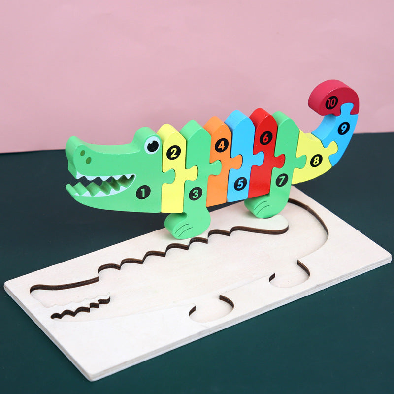 Color Coded Wooden Animal Number Puzzle