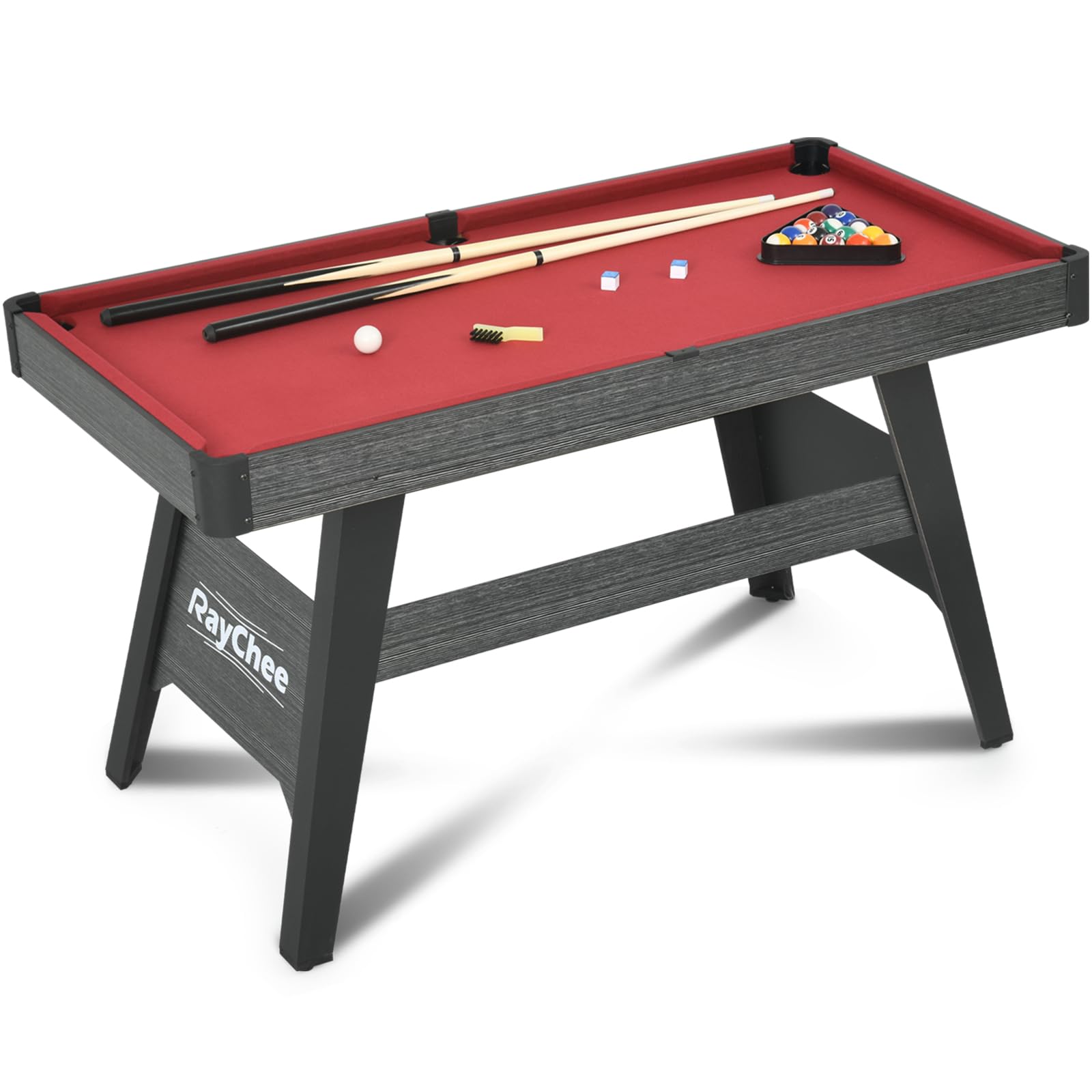 4.5FT Premium Wooden Billiards Table Complete Set (Red)