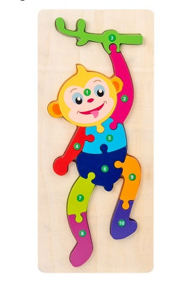 Color Coded Wooden Animal Number Puzzle