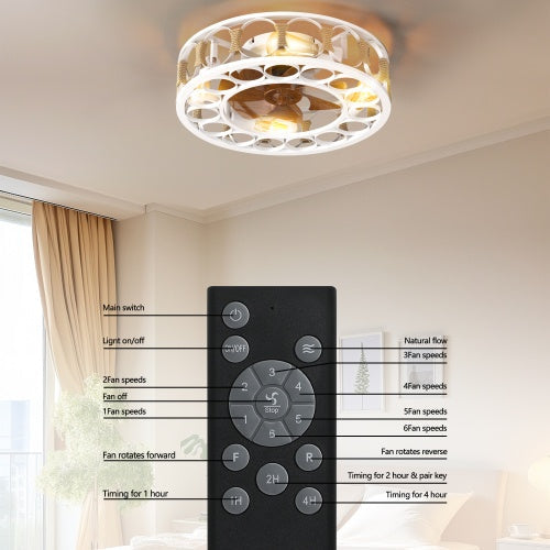 Professional Modern Caged Ceiling Fan with 6-Speed Remote & LED Light Suite